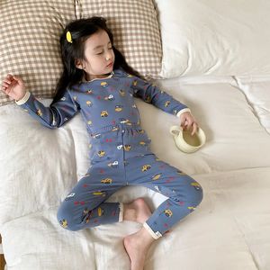 Pijamalar Sonbahar Kış UNISEX CAREOON Pijama Seti Erkekler ve Kızlar Pamuk Sıcak Tişört Pantolon 2 PCS Giysileri Çocuklar Gececü 231211