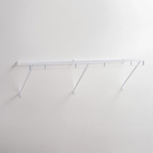 Hooks 4' X 12" White Steel Wardrobe Shelf Kit. 4 Sq. Feet Of Added Storage. Holds Up To 10lbs.