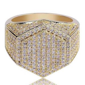 Z bocznymi kamieniami męski pierścień mrożony 3a Rhinestones Pierścienie wystawne żydowskie złotą srebrną biżuterię modną całą hip hop216p