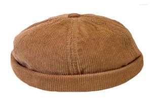 Beanieskull Caps Retro Beanie Sailor Hat Docker Cap Corduroy Brimless med justerbar arbetardekor pro227104783