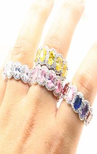 2019 New Arrival Sparkling Luxury Jewelry 925 Sterling Silver Oval Cut Topa CZ Diamond Gemstones Party Women Wedding Band Ring for3030115