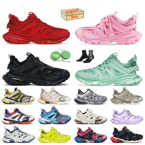 Luxury Designer Casual Track Sneakers Belanciagas Shoes Women Mens Tracks 3.0 Clear Red Mesh Nylon White Pink Foam Platform Brand Gummi Sole Bottom Runners Trainers