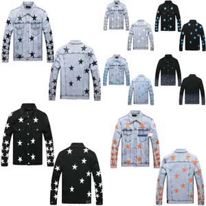 Mens Amirs Jackets Designer High Street Hole Star Patch Men's Womens Amirs Star Brodery Denim Jacket Size M/L/XL/XXL Varsity Jacket 633