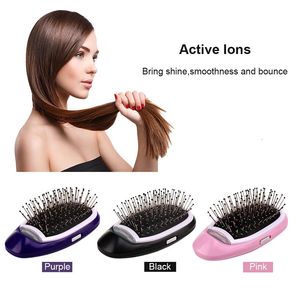 Hårborstar Portable Electric Ionic Hairbrush negativa joner Hårkam Brush Hårmodellering Styling Hårborsteborste för rätad massager 231211