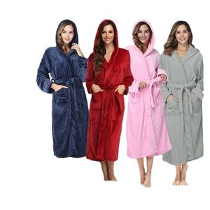 Solid kolorowy piżama z kapturem do noszenia w domu, hotelowa jesień i zimowa piżama, rozszerzona para blachy