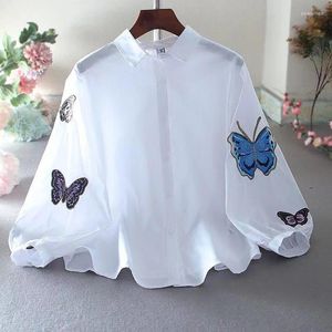 Women's Polos Embroidered Shirt 2023 Summer Loose Relaxed Sweet Polo Design Single Row Multi Button Versatile Top Fashion