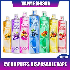 100% original VapMe Shisha Hookah 15000 Puffs Dispositivo de vape descartável caneta de caneta 25ml pré-preenchida Bateria de 650mAh 24 Flavores DTL Vape E Cigarettes