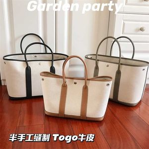 Totes Bag Gardens Party-Handtasche, Segeltuch, großes Fassungsvermögen, City-Handtasche, Totes Garden Party Bags, echtes Leder 7a Handswen JOY ist eine Hommage an den klassischen Lifetime PushHal