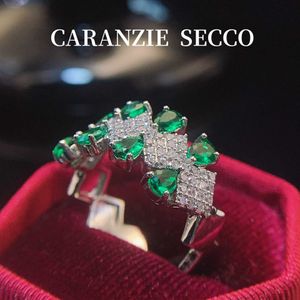 Garanzie Fishtail beijo Alto luxo micro incrustado diamante verde gota de água anel de abertura 231215