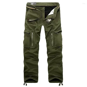 Pantaloni da uomo in pile invernale caldi pantaloni tattici da uomo in cotone pantaloni larghi da uomo verde militare cargo casual più utensili addensati