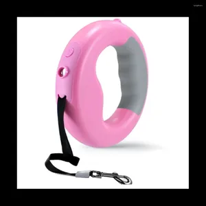 Dog Collars Leash LED Light Pet Automatic Retractable Ring Luminous Supplies Accessories Pink