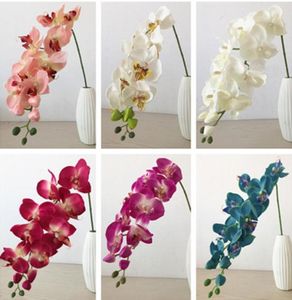 Hela 10pcslot konstgjorda falska phalaenopsis fjäril orkidéblommor cymbidium levererar sidenblommor för bröllopsdekoration1207170