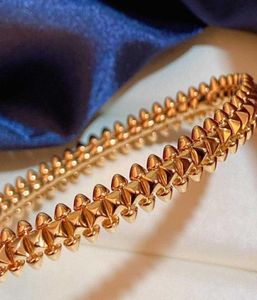 Marca superior pura 925 prata esterlina jóias para mulheres rosa ouro pulseira steampunk jóias de casamento em torno rebite bangle6598189
