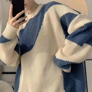 Men's Sweaters Men Polyester Sweater Vintage Cozy Soft Knitted Round Neck Pullover For Fall/winter Thick Elastic Loose Fit Long