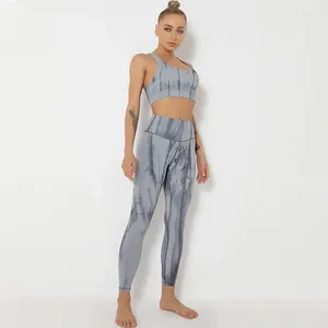 Pantaloni a due pezzi da donna 2 Set senza cuciture Tuta da donna Fitness Reggiseno sportivo e leggings Abbigliamento da palestra per donna Tuta da yoga atletica