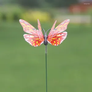 Dekoracje ogrodowe 2-warstwowe motyle Wstaw pręty trawnik Ornament 3D Symulacja Butterfly cienki kij sztuczny łodyg homedecor