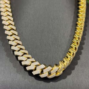 목걸이 Moissanite 체인 힙합 보석 보석 Custom VVS 실험실 Mossinate Chain Men 14K Gold Vermeil 15mm Prong Cuban Link