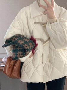 Kvinnors dike rockar vit puffer jacka kvinnor vinter tjock varm bomull kappa kvinnliga koreanska mode parkas lady elegant casual lös söt