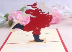 10 Stück Weihnachtsmann, handgefertigt, Kirigami-Origami, 3D-Pop-Up-Grußkarten, Einladungspostkarte für Geburtstag, Weihnachten, Party, Geschenk9527898