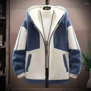 Jaquetas masculinas outono moda streetwear harajuku inverno com capuz casual roupas masculinas jaqueta quente de lã