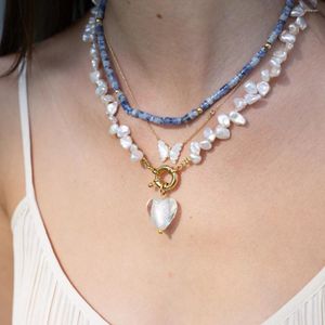 Choker KBJW Original Natural Stone och Pearl Neckorna Dainty Layered Necklace For Women Gold Plated Girls Smyckespresent