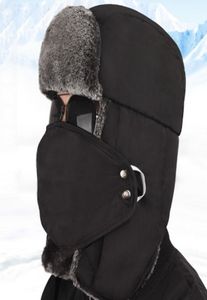 Chapéu de pele de algodão de inverno vintage chapéus bomber para homens mulheres manter quente earflap engrossar balaclava crânio bonés de esqui com máscara unissex trappe6099468