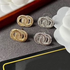 11 Style 18K Gold Splated 925 Srebrna luksusowa marka projektantów Listy Stud Geometryczne Słynne kobiety okrągłe kryształowy rhinestone Pearl Earr249r