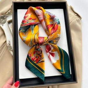 China Style 70x70cm Simple Designer Letters Print Floral Silk Scarf Headband for Women Fashion Long Handle Bag Scarves Paris Shoulder Tote Luggage Ribbon Head Wraps