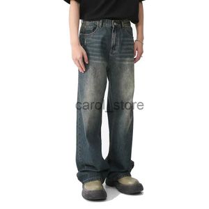 Męskie spodnie 2023 Nowi mężczyźni umyli styl mody Koreańską Koreańską streetwear Hip Hop Loose swobodne proste dżinsowe spodnie Męskie worki dżinsowe spodnie J231208