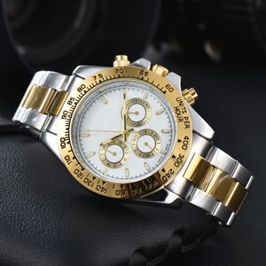 För män rlx falska kvarts automatiska Montre de luxe 42mm Big Watch Folding Buckle Gold Hardlex Stopwatch Luxurious Manlig armbandsurmärke