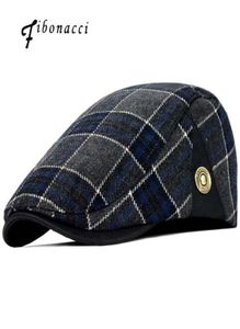 Fibonacci Wysoka jakość retro dorosłe berety mężczyzn wełna wełna kraciastka kapelusze flatcap czapki dla kobiet039s Newsboy Caps3446462