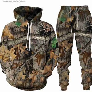 Erkekler Trailtsits Bahar Sonbahar Erkek Kamuflaj Ağacı Giyim Takımları Açık Mekan Av Kıyafetleri Takip Unisex Hoodies Pantolon 2pcsset büyük boy s-6xl Q231211