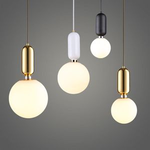 Moderna lampada a sospensione a sfera in vetro bianco latte nordico con vaso per piante per sala da pranzo, foyer, bar, lobby, lampada a sospensione a sospensione232P