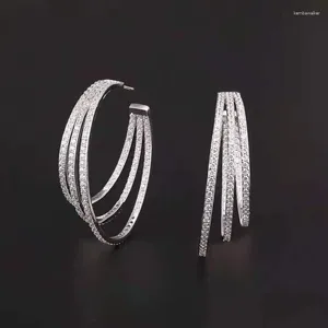 Hoop Earrings Funmode Trendy 3Rows Circle Zircon For Women Wedding Dress Accessories Round Earring Wholesale FE366