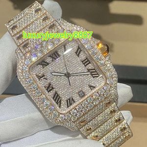 Мужские и женские элитные роскошные блестящие часы с бриллиантами VVS, муассанит, хип-хоп, механические часы из нержавеющей стали