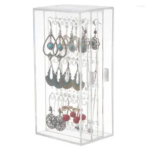 Hooks Acrylic Jewelry Organizer Display Stand Earrings Halsband Fodral förvaring Rack Dammtät hållare för örhänge