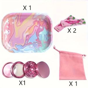 1 conjunto, conjunto de ferramentas rosa, 1 bandeja de rolamento, 1 moedor, 2 livretos de papel para enrolar, 1 pequeno saco de armazenamento, utensílios domésticos