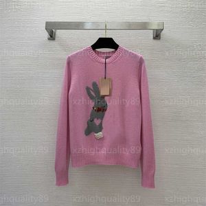 Designerskie kobiety sweter damski skoczek skoczek kobieta ubranie królik nadruk długie rękaw okrągły szyja pullover luźne komfort górny różowy bluza jesienna swetry dla kobiet
