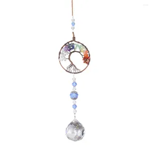 Garden Decorations Suncatchers Handmade Crystal Wind Chime Wire Wrapped Tree Of Life Stone Prism Pendant Heart Shape Car Hanging Accessories