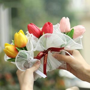 Fiori decorativi 2 teste TULIP Mini Flower Bouquet artificiale PU False Nake Wedding Birthday Decorazioni regalo di San Valentino per San Valentino