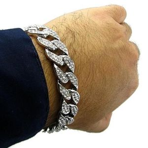 6 7 8 9 10inches Hip Hop Men Luxury Diamond Bracelets High Quality Gold Plated Iced Out Miami Cuban Bracelet311H