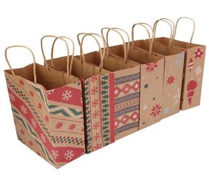 Natal Kraft Papel Impresso Sacos de Presente Bolsa XMAS Presentes Favores Brinquedos Roupas Envoltório Totes Shopping Carrier Handle Bag Packaging4077108