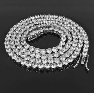 Hip Hop Jewelry S925 Silver Cz Tennis Chain In-stock 3mm 4mm 5mm Loose Gemstone Cz Diamond Tennis Necklace