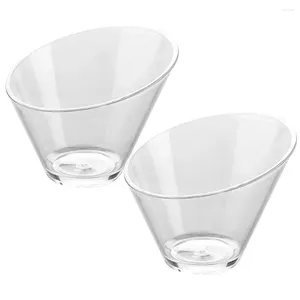 Dinnerware Sets 2pcs Clear Oblique Salad Bowls Ice Cream Vegetable Bowl Serving