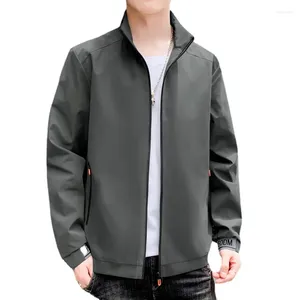 Mäns jackor Spring Mens Jacket Fashion Bomber For Men Fall Teenagers Solid Color Stand-Up Collar Casual Zipper Sportsrockar
