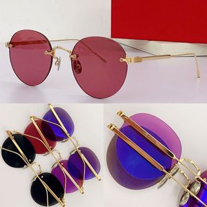 2023 Season Metal Small Round Frame Sunglasses for Men Women Retro Brand Travel Classic Color Sunglasses Signature C DE Designer UV400 with Original Box CT0393