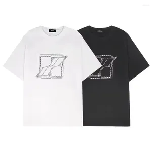 Men's T Shirts We11done Korean Fashion Shirt For Women Lady Contrast Handdrawn Letter Short Sleeve Men 2194#