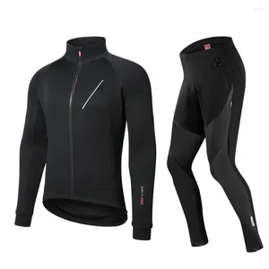 Zestawy wyścigowe Sanant Winter Cycling Jackets Men Długie rękaw Mtb Road Rowerowe ubrania Spodnie Windpood WITRPOOF WYMAGA SUPES Azjatyckie