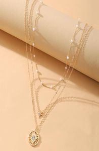 Ketten Vintage Sinulation Perle Geometrische Sonne Anhänger Halskette Schmuck Für Frauen Mode Gold Farbe Kette Schmuck Bijoux 7628799