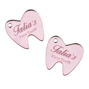 Andra evenemangsfestleveranser 30st Personlig graverad spegelnamn TABELL CENTERPIECES Baby Shower Gift Decor First Tooth Tags Favors 231208